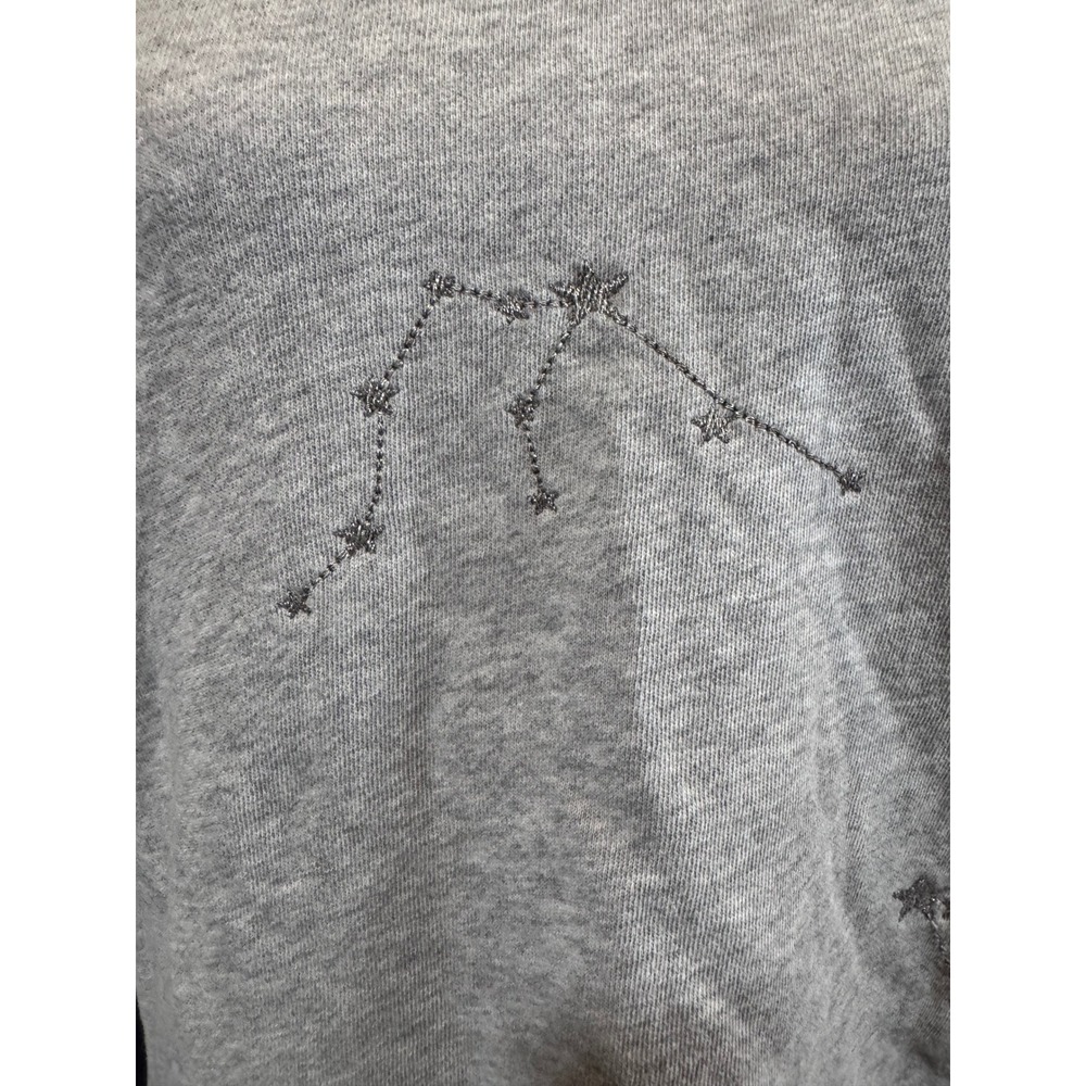 Loft Sweatshirt Gray Constellation Star Embroidered Long Sleeve Crew Neck S - Picture 5 of 9